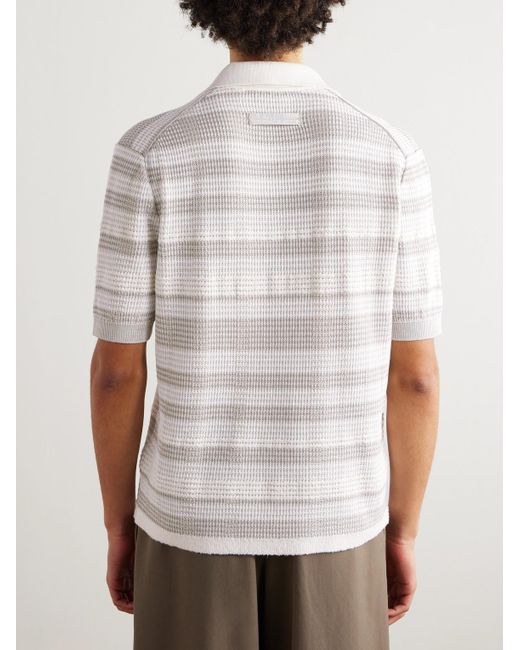 Zegna White Dégradé Cotton-blend Polo Shirt for men