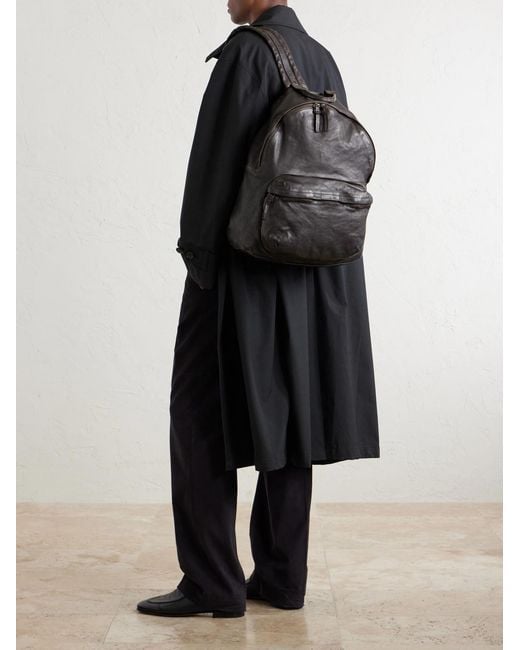 Officine Creative Black Ignis Leather Backpack for men