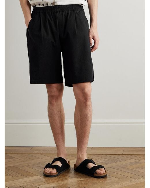 Folk Black Assembly Wide-Leg Cotton-Blend Seersucker Shorts for men
