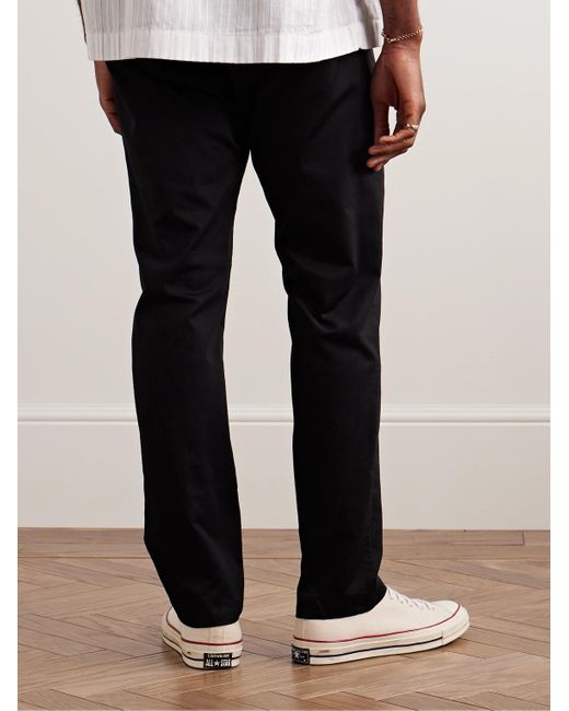 NN07 Black Theo Slim-Fit Organic Cotton-Blend Chinos for men