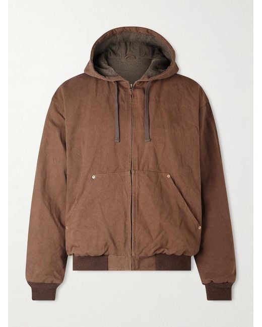 Kaptain Sunshine Brown Cotton And Hemp-Blend Canvas Hooded Jacket for men
