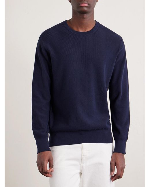 Hartford Blue Cotton-Piqué Sweater for men