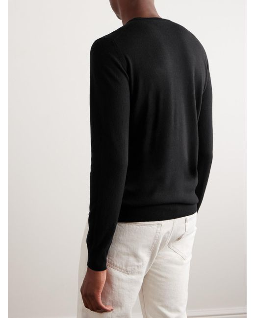 Loro Piana Black Girocollo Cashmere Sweater for men