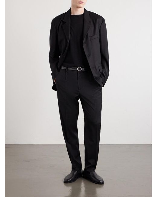 Barena Blue Straight-Leg Pleated Wool-Blend Gabardine Trousers for men