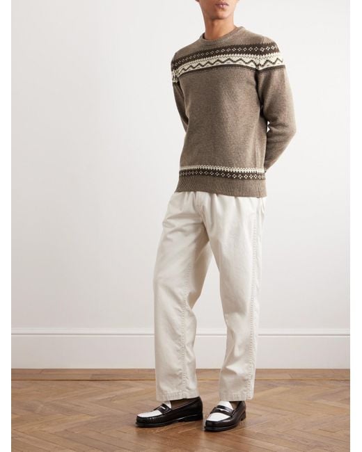 De Bonne Facture Gray Fair Isle Merino Wool Sweater for men