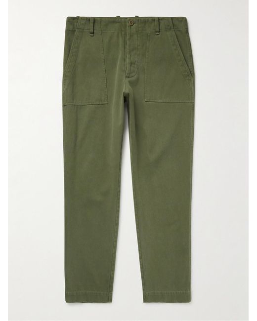 The Row Green Valerio Slim-Fit Cotton-Twill Trousers for men