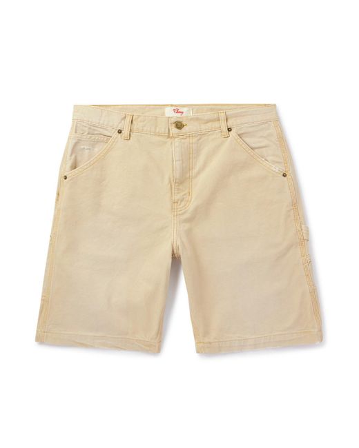 CHERRY LA Natural Wide-leg Logo-appliquéd Distressed Cotton-canvas Shorts for men