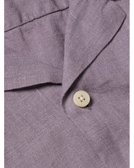 Oliver Spencer Purple Camp-collar Linen Shirt for men