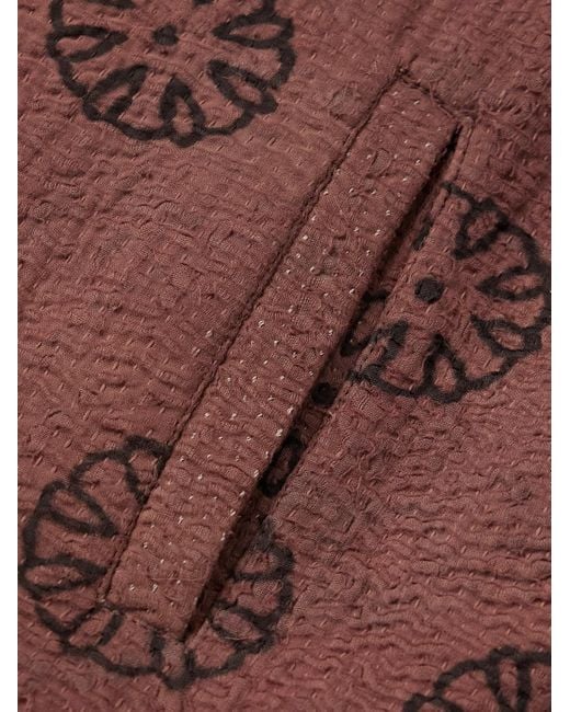 Kartik Research Brown Printed Cotton-Voile Kantha Jacket for men