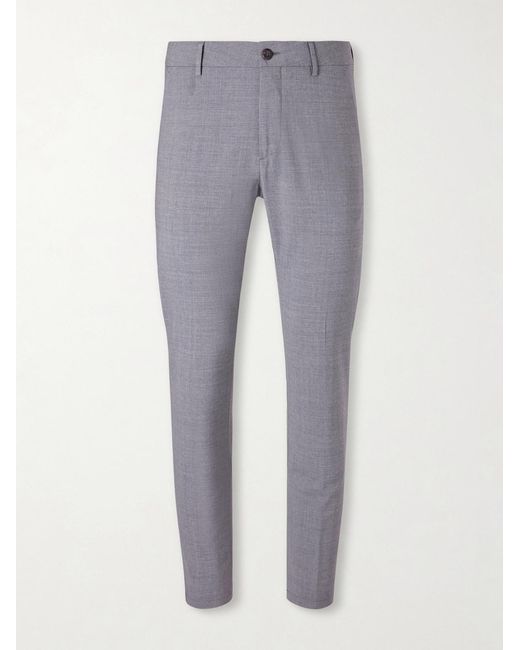 Eleventy Gray Slim-fit Tapered Stretch-wool Flannel Trousers for men