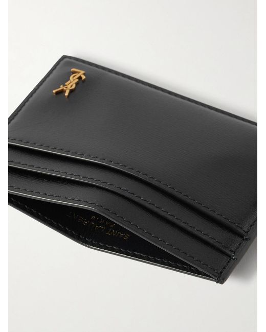 Saint Laurent Black Logo-embellished Leather Cardholder for men