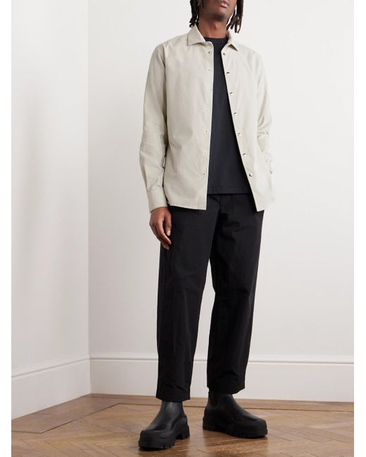 Moncler White Logo-embroidered Cotton-corduroy Shirt Jacket for men