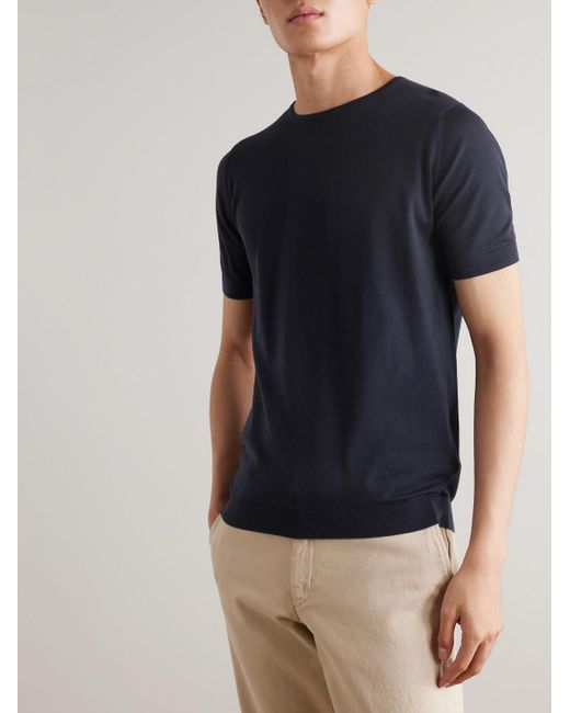 John Smedley Blue Belden Slim-Fit Sea Island Cotton T-Shirt for men