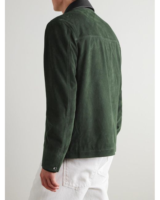 Mr P. Green Full-Grain Leather-Trimmed Suede Chore Jacket for men