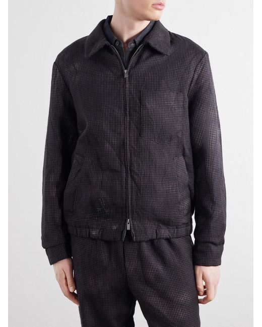 Barena Black Garment-Dyed Houndstooth Wool Blouson Jacket for men