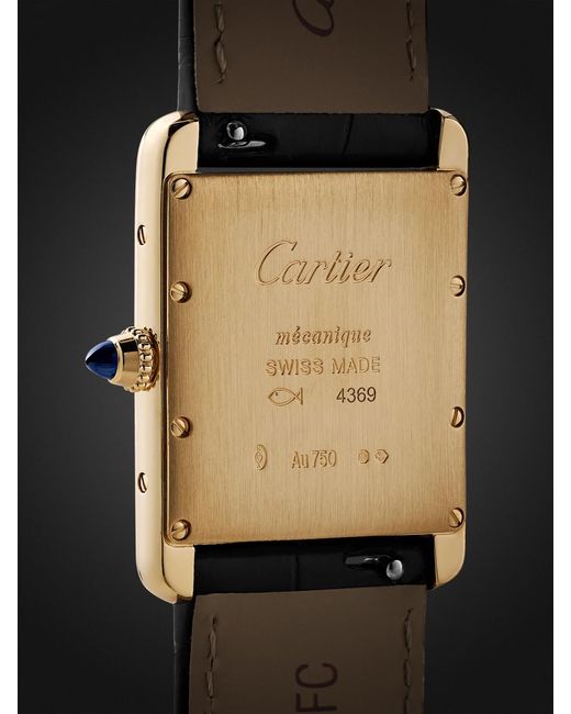 Cartier Black Tank Louis Medium Automatic 33.7Mm 18-Karat And Alligator Watch, Ref. No. Wgta0211 for men