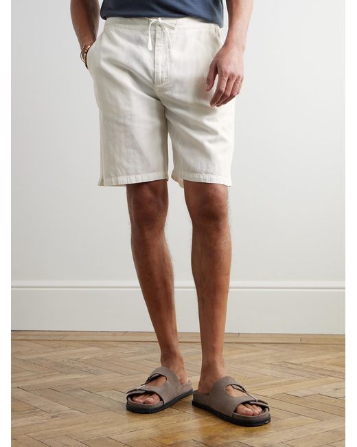 Frescobol Carioca White Sergio Straight-Leg Cotton-Blend Drawstring Shorts for men