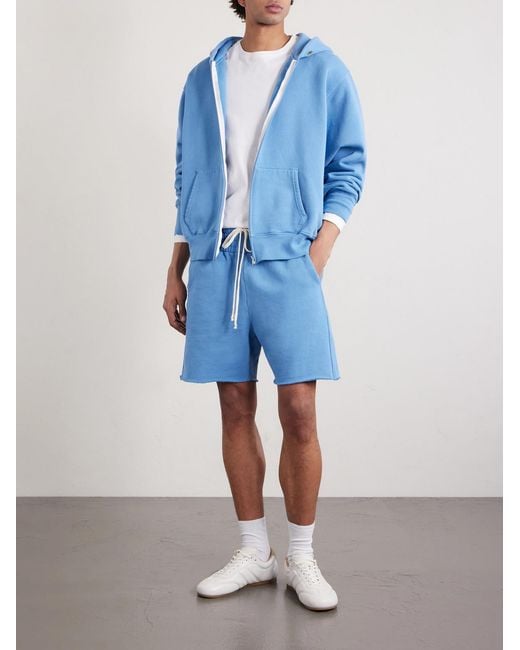 Les Tien Blue Heavyweight Structured-Fleece Cotton-Jersey Zip-Up Hoodie for men