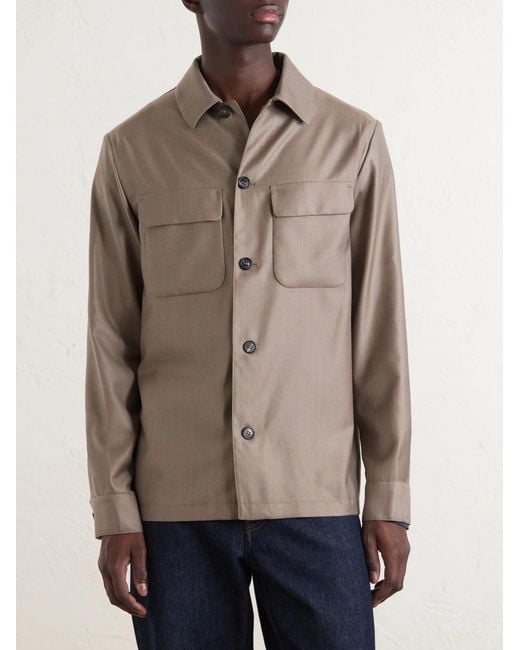 Slowear Natural Wool And Silk-blend Overshirt for men