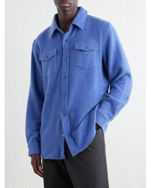 God's True Cashmere Blue Cashmere Shirt for men