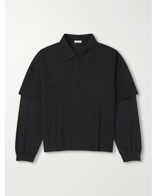 Agolde Black Curren Layered Cotton-Piqué Polo Shirt for men