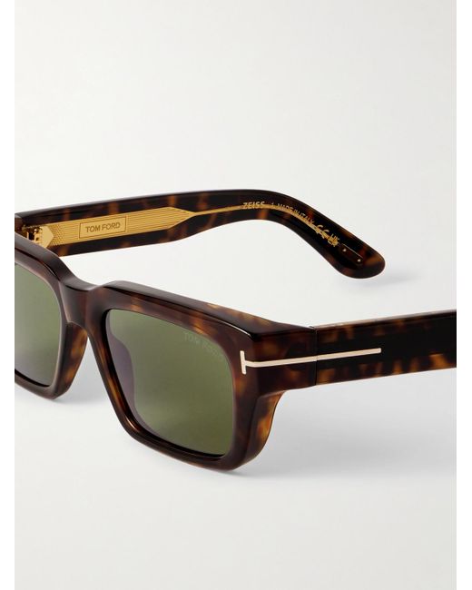 Tom Ford Black Icon Rectangular-frame Tortoiseshell Acetate Sunglasses for men