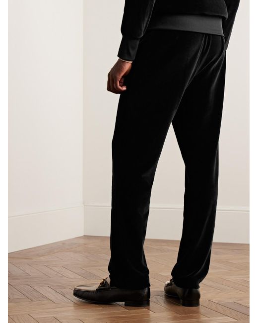 Palm Angels Black Slim-fit Straight-leg Cotton-blend Velour Track Pants for men