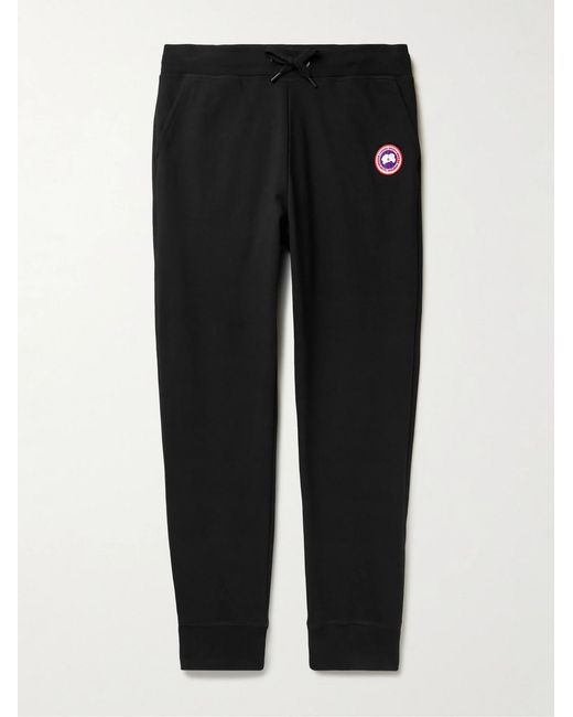 Canada Goose Black Huron Tapered Logo-Appliquéd Cotton-Jersey Sweatpants for men