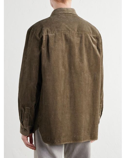 A.P.C. Green Mateo Logo-Embroidered Cotton-Corduroy Shirt for men