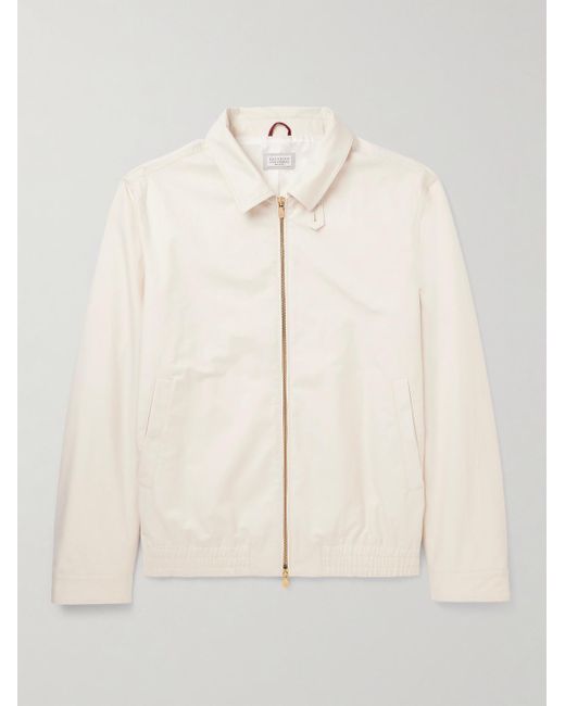 Brunello Cucinelli Natural Cotton-blend Twill Harrington Jacket for men