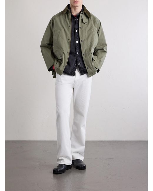 Barbour Green Bedale Corduroy-trimmed Waxed Woven Jacket for men