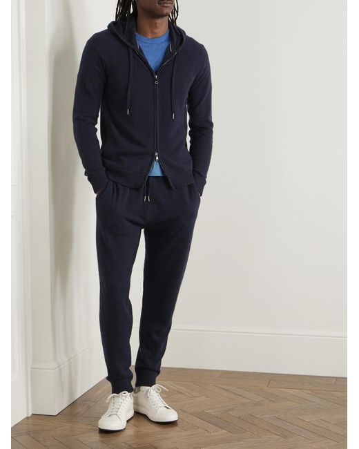 Derek Rose Blue Finley Cashmere Zip-Up Hoodie for men