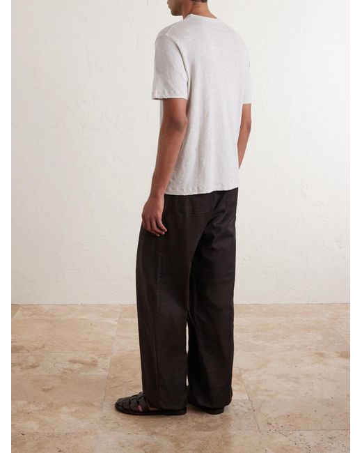 Hartford White Linen-jersey T-shirt for men