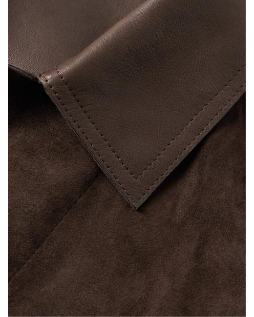 Canali Brown Leather-trimmed Suede Chore Jacket for men