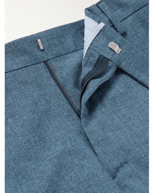 Sid Mashburn Blue Straight-Leg Virgin Wool, Cotton And Silk-Blend Trousers for men