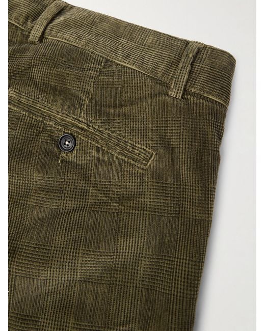 Massimo Alba Green Mauko Straight-Leg Prince Of Wales Checked Cotton-Blend Corduroy Suit Trousers for men