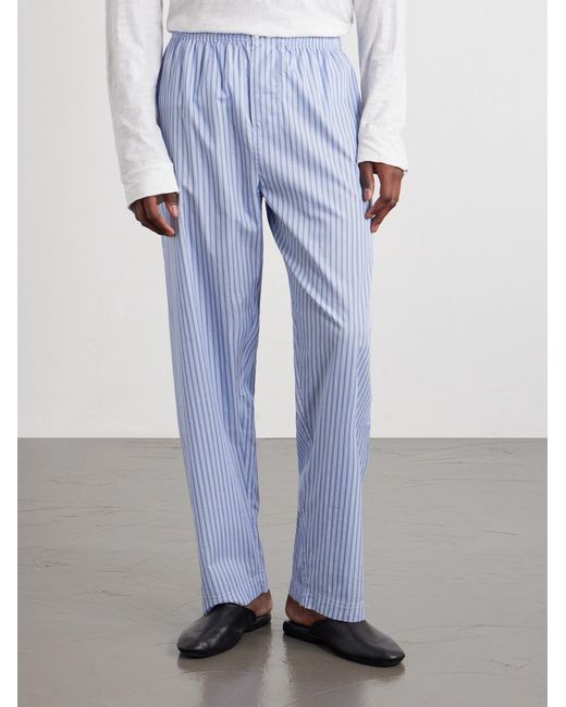 Tekla Blue Straight-Leg Striped Organic Cotton Pyjama Trousers for men