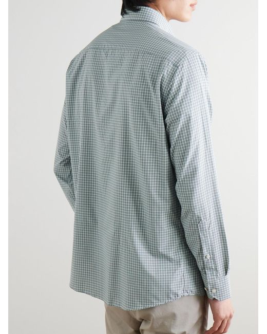 Cheviot Button-Down Collar Checked Poplin Shirt di Peter Millar in Blue da Uomo
