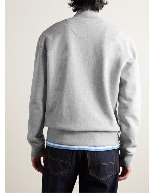 Maison Kitsuné Sweatshirt aus Baumwoll-Jersey mit Logoapplikation und kurzem Reißverschluss in Gray für Herren