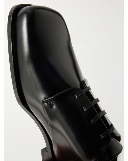 AMI Black Polished-Leather Derby Shoes for men