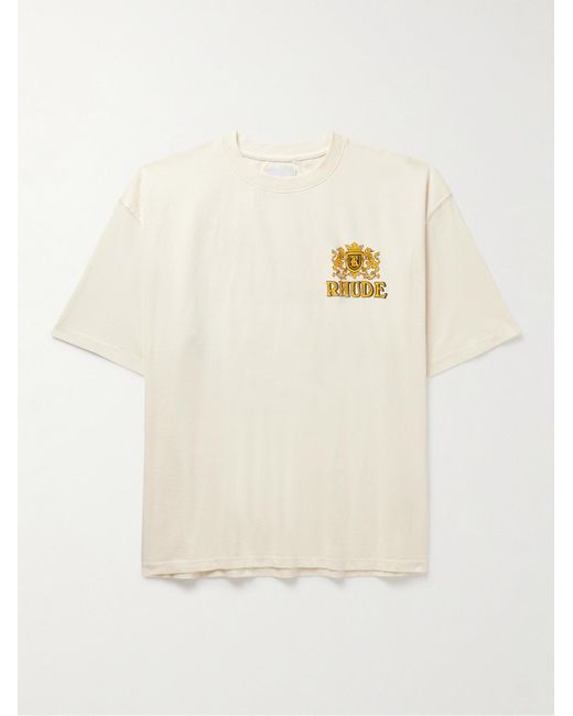 Rhude Natural Cresta Logo-print Cotton-jersey T-shirt for men