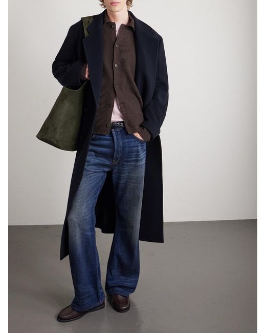 Auralee Brown Ribbed-knit Wool Cardigan for men