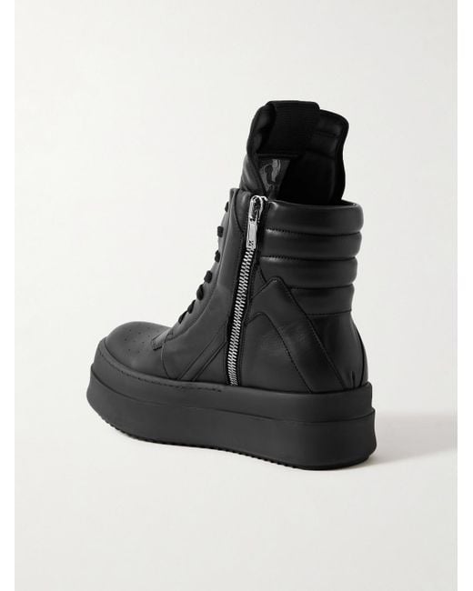 Rick Owens Black Mega Geobasket Leather High-Top Sneakers for men