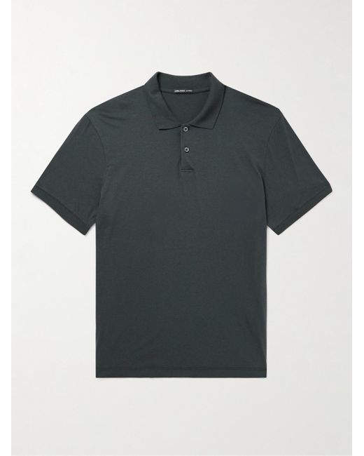 James Perse Black Luxe Lotus Cotton-Jersey Polo Shirt for men