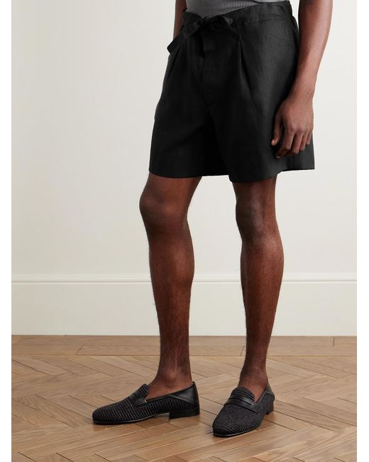 STÒFFA Black Linen-Twill Shorts for men