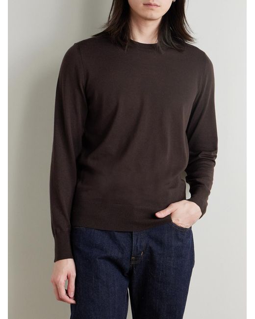 Mr P. Brown Merino Wool Sweater for men
