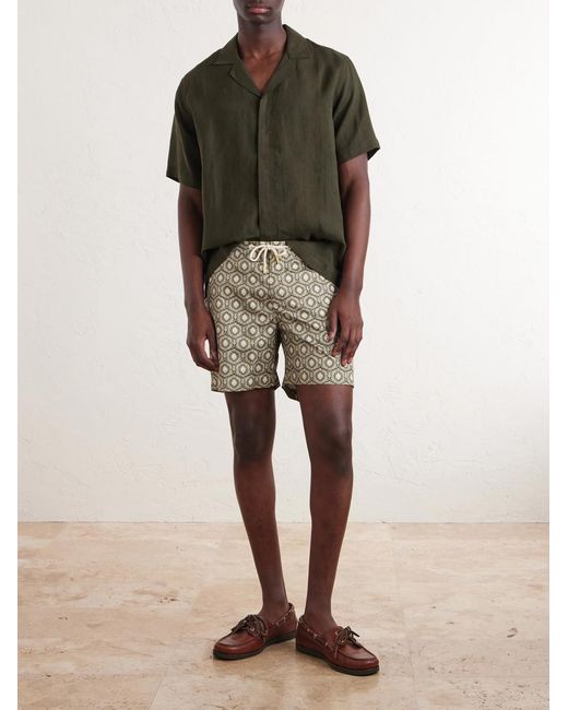 Orlebar Brown Green Maitan Ii Camp-collar Linen Shirt for men
