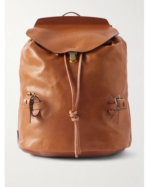 Bleu De Chauffe Brown Zibeline Leather Backpack for men