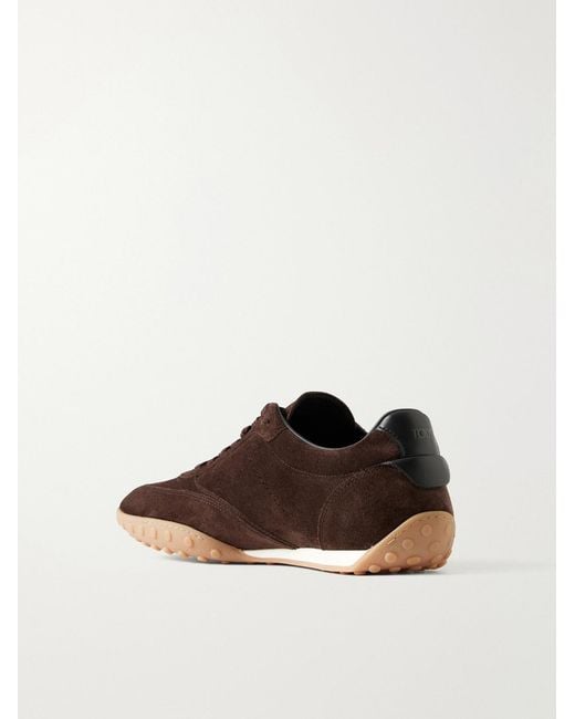 Tod's Brown Panelled Leather-Trimmed Suede Sneakers for men