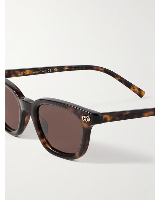 Gucci Brown D-Frame Tortoiseshell Acetate Sunglasses for men